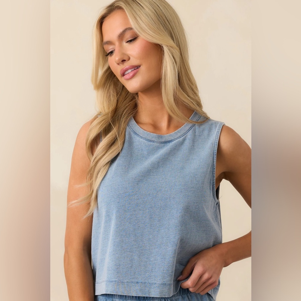 Z Supply Light Blue Sloane Chambray Muscle Tee
